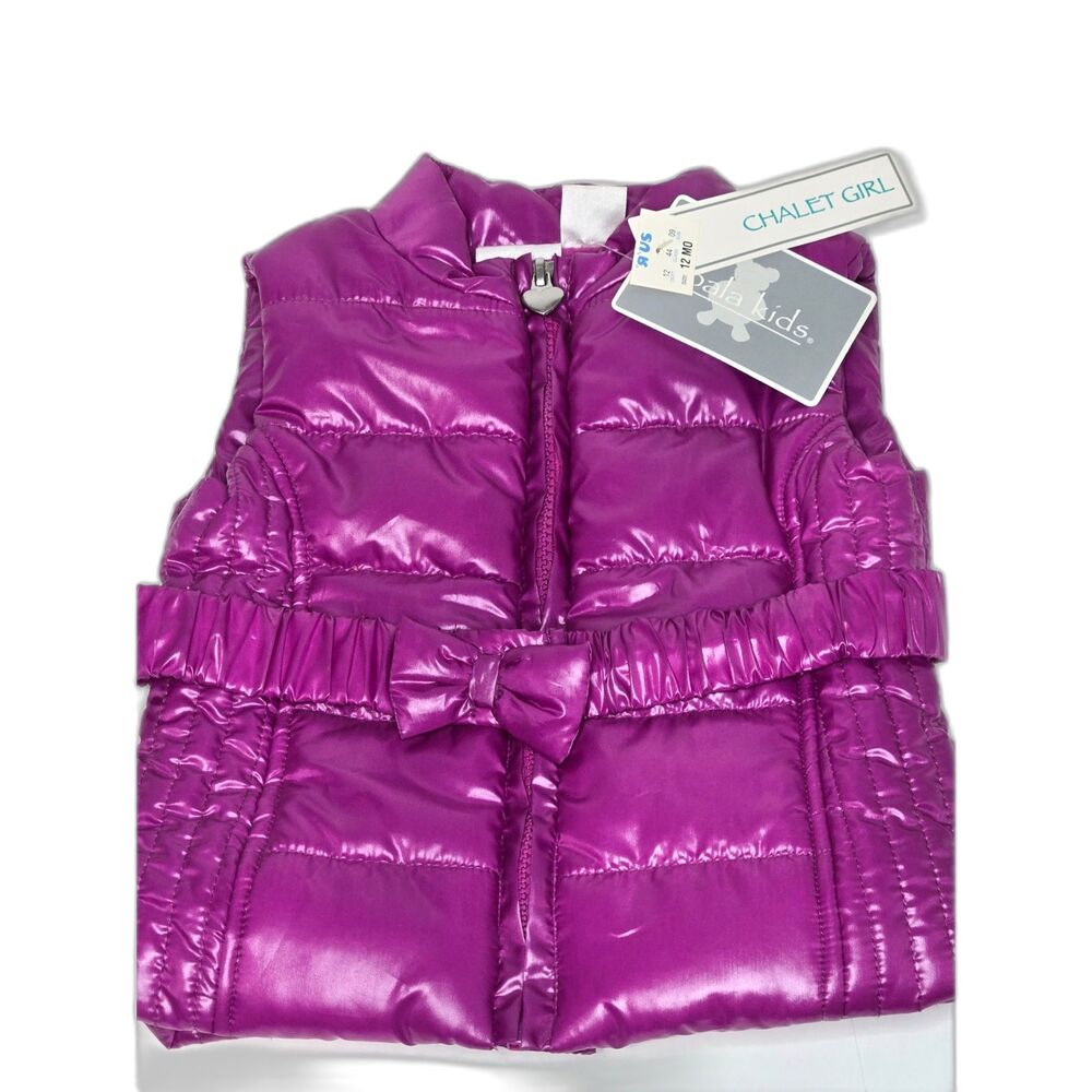 Koala Kids Chalet Girl Puffer Vest | Girls Size 12M | Magenta Purple Fuchsia